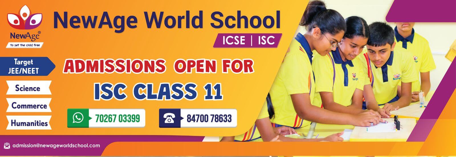 Neeil J Shetty Admissions Open Grade 11 at NewAge